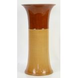 Royal Doulton brown stoneware vase of trumpet form with flared glazed neck 50cm high