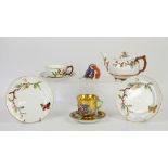 Victorian wild rose tea service, comprising tea pot, two side plates and a cup and saucer, Naples