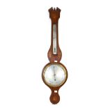 Mahogany cased banjo barometer by D. Cohen, Newcastle, with silvered dial, the mahogany case with