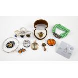 Collection of costume jewellery including heart pendant testing as 9 ct, rolled gold portrait