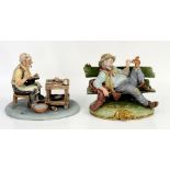 Two Capodimonte figural groups, a Lladro polar bear, Masons Ironstone bowl in the Imari style and