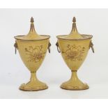 Pair of metal urns and covers