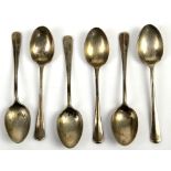 Set of six rat tail silver coffee spoons, by Turner & Simpson, Birmingham 1960