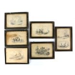 Set of six black and white 19th century engravings after M Penley, Monkey Island, inscribed on