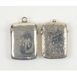 Two Chester silver vesta cases plain and brightcut designs, 1903 and 1898