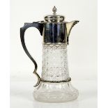 Victorian silver and cut glass claret jug with Acorn finial by Charles Boyton, London, 1900