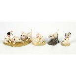 Four Royal Doulton 101 Dalmations figures DM5 Patch, Rolly and Freckles 222/3500, DM4 Rolly, DM3