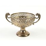 Trophy form pierced pedestal silver Bon Bon bowl/dish by Walker & Hall, Birmingham 1907