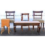 Collection of chairs and stools to include a pair of 19th century mahogany dining chairs,