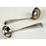 Two silver sauce ladles, Sheffield 1909 and London 1800