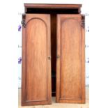19/20th century mahogany wardrobe with two doors above long drawer on plinth base. 200H x 118W x 47D
