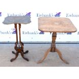 19th century tilt top table on tripod legs together with an early 20th century occasional table