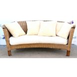 Wicker conservatory three seater sofa. 178W