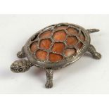 Novelty sterling silver and polished stone desk paperweight in the form of a Tortoise