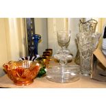 Decorative and other glass ware to include 19th century Jacobite style goblet, cut glass jug, vase