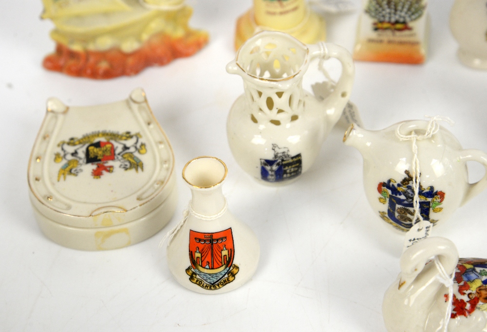 Collection of china boots and shoes, crested ware, ribbon plates, scent bottles, cranberry glass - Image 5 of 13