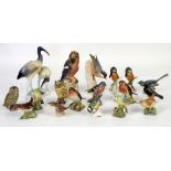 Collection of Beswick birds including blue tit, Wren and Robin x7, and 7 Goebel birds, and 4 other