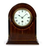 Early 20th century Georgian style mahogany mantel clock, c.1910, the French drum movement stamped '