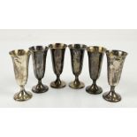 Set of six Gorha sterling silver cordial or shot top cups 127 grams