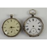 Two silver cased gents pocket watches, one Swiss 935 grade, one London 1896