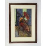 L. Michele Franklin (Contemporary American), 'Leda with Double Bass', oil on board, signed lower