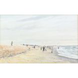 Paul S Sharp - beach fishing, watercolour, signed and dated, 56, 27cm x 44cm