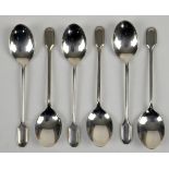 Set of six oar pattern silver spoons, Birmingham 1959