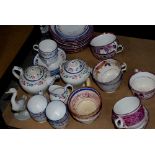 Collection of pink lustre and other pottery
