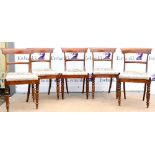 Set of eight rosewood effect bar back dining chairs, six 19th century and two reproduction mahogany,