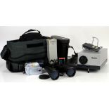 Slide projector, pair of binoculars and a Canon MD205 video camera (3)