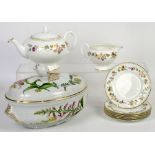 Wedgwood Mirabelle part service comprising teapot, saucers and cream jug, as well as a Spode