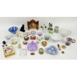 Collection of Limoges and other pill boxes together with porcelain cups, jugs, figures and other