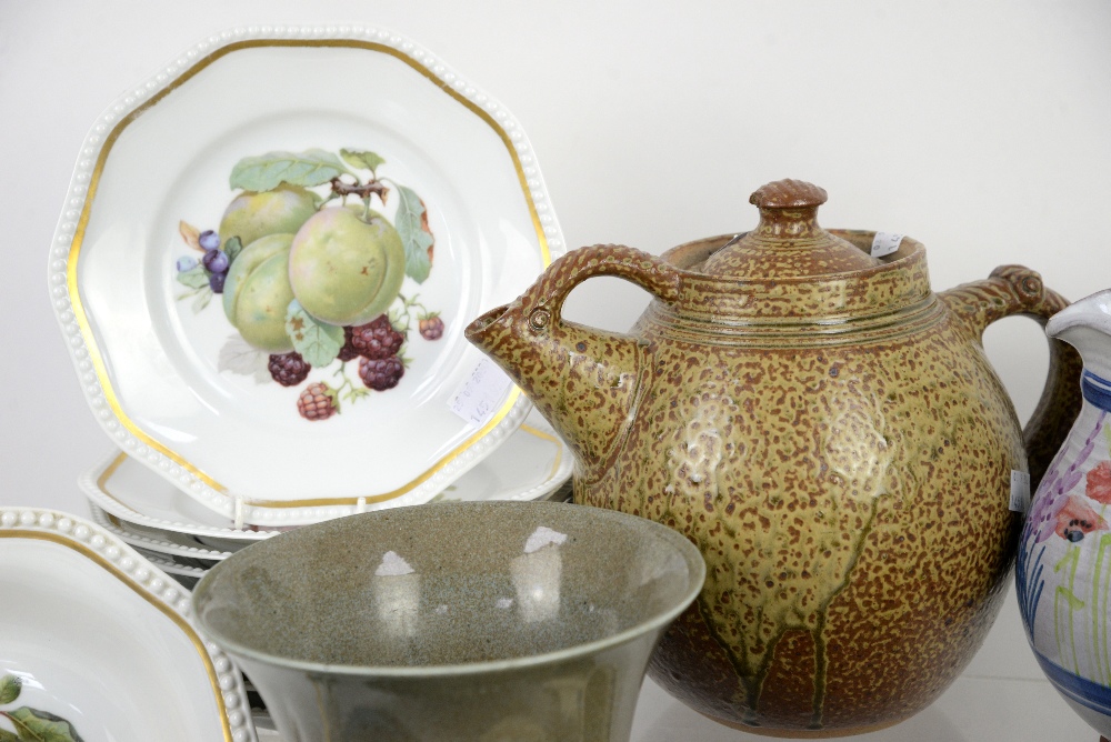 Assorted pottery and glass wares to include large glass vase, 2 pottery jugs, and a teapot, and an - Image 6 of 12