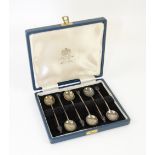 Mappin and Webb cased set of silver coffee bean spoons, Sheffield 1921