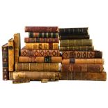 A quantity of bindings and old leather books.