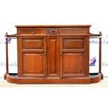 Early 20th century mahogany sideboard with two central cupboards below two short drawers flanked
