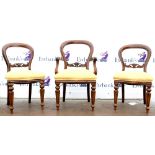 Set of eight 20th century balloon back dining chairs with fluted legs. Good condition with only