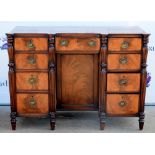 19th century mahogany sideboard with one short central drawer above cupboard between eight graduated