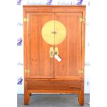 Chinese reproduction stained pine wedding cabinet. 176H x 105W x 58D