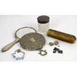 Silver items to include poesy vases, pin boxes, scent bottles and mirrors