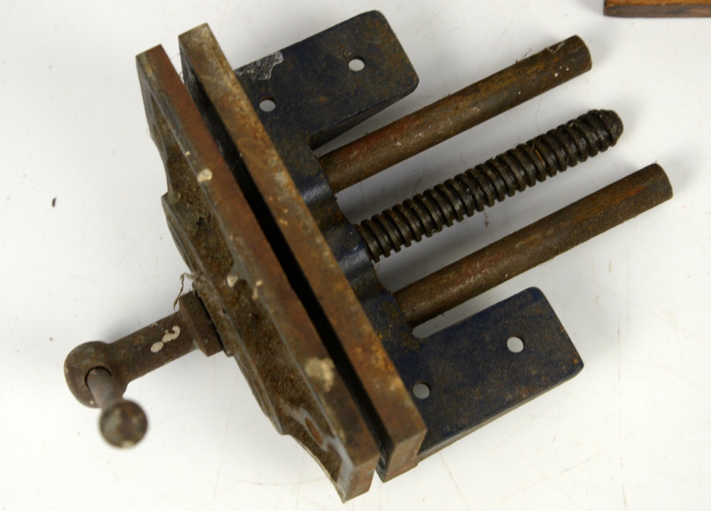 Collection of wooden tools in blue metal tool box - Image 4 of 5