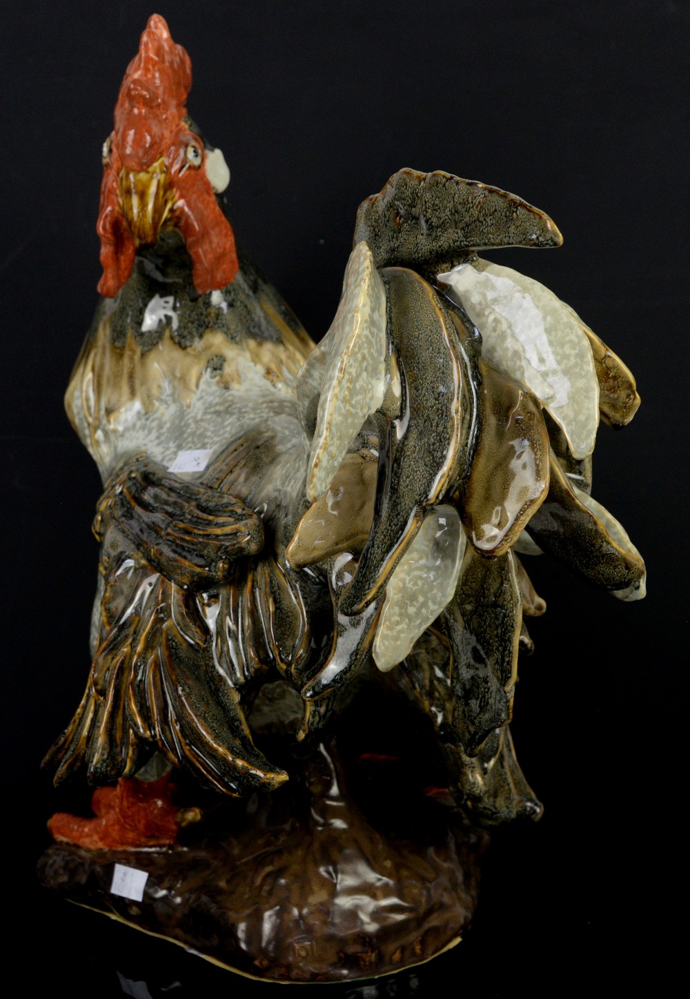 A large modern glazed pottery figure of a Cockrell 50cm high x 46cm wide - Image 3 of 7