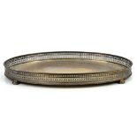 Silver plated oval tray with pierced gallery