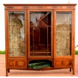 Early 20th century mahogany glazed display cabinet with central astragal glazed door above open