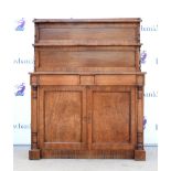 19th century mahogany chiffonier, having two tier super structure with turned supports above two