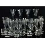 Suite of Dartington glasses Sharon comprising 8 champagne flutes (varying sizes) and three whiskey