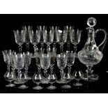 Suite of French crystal comprising carafe, decanter, 6 whiskey glasses, 12 wine glasses, 6 champagne