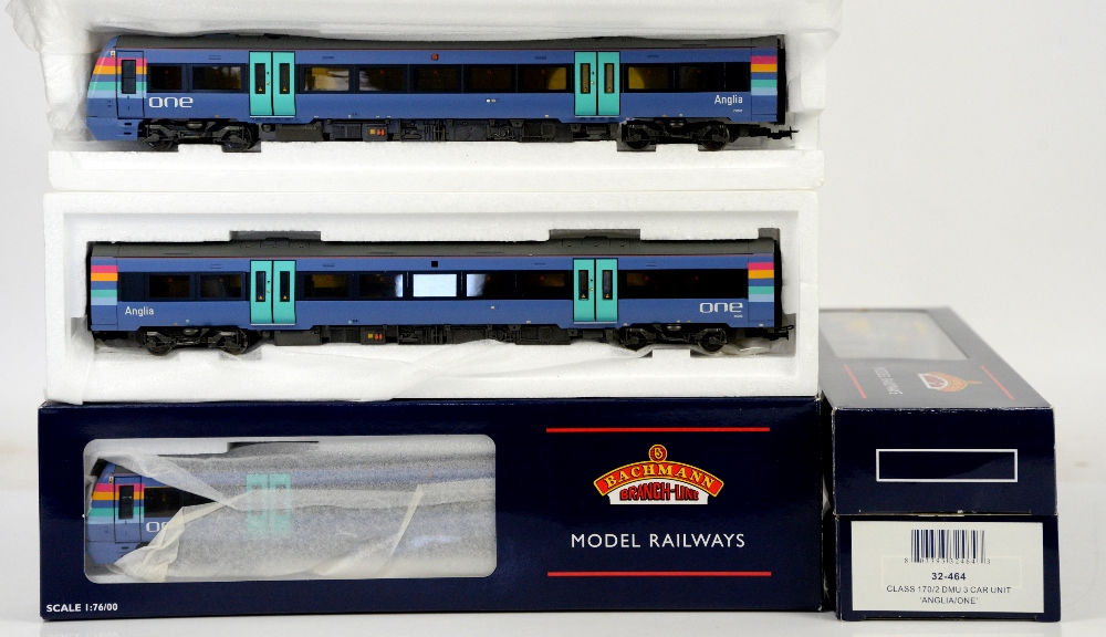 Bachmann H0/00 gauge 32-464 Class 170/2 DMU 3-car unit 'Anglia/One', boxed,