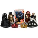 Character Group Radio Controlled Davros, boxed, another loose ands three radio controlled Daleks,