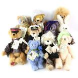 Collection of ten teddy bears by Herman Spielwaren, comprising Little Blue Bell LE 1/50, Queen Mum